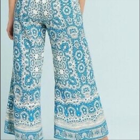 Feather Bone by Anthropologie Paisley Print Wide Leg Ankle Pants - Picture 2 of 10